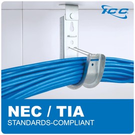 ICC Ceiling Mount J Hook 4” with Retainer Clip - Galvanized Steel Cable Management Hooks for Hanging Cable - Rust-Resistant, EIA and TIA Compliant - 4 Inch 25 Pack