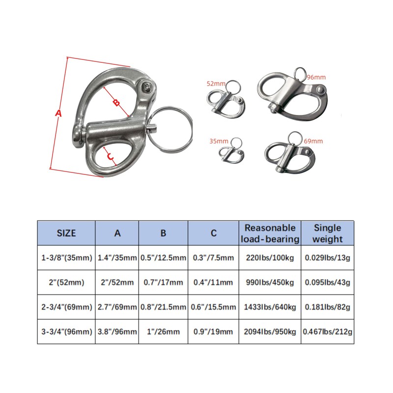 Generic Marine Grade 316 Stainless Steel Fixed Shackle Hand Pull