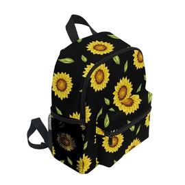 Children's Backpack, Kids Schoolbag Flower Seamless Sunflower Floral Students Bookbag for Boys Girls, Chest Strap