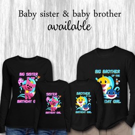 BB Shark Birthday Girl & Family Shirts - Long Sleeve Black