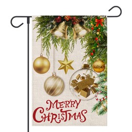 FUYUCHEN Merry Christmas Garden Flag 12x18 Inch Double Sided, Christmas Tree Winter Holiday Outside Flags for Farmhouse Rustic Home Lawn Yard Patio Outdoor Decorative