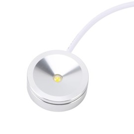 Round LED Display Spotlight 1W Jewelry Cabinet Light USB Plug in with 4.2ft Cable Small Showcase Lamp for Cupboard Shelf (White Light)