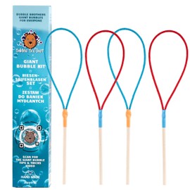 Bubble Brothers 4 Wooden Bubble Sticks Soap Bubbles Ring Set Soap Bubble Stick for Soap Bubbles Set for Children's Birthday Party 4 Pieces Soap Bubbles Large Eco Sticks Bubble Maker