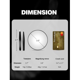 Macaki Macaki 20X&40X Magnifying Mirrors with Suction Cups and 2 Tweezers Set3.5 inches Magnified Makeup Mirror, Black, 2PCS