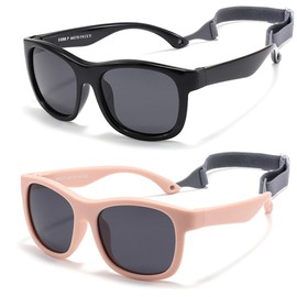 JINHUIBBA Baby Polarized Sunglasses with Strap Flexible Frame UV400 protection for Newborn Toddler Infant Ages 0-24 Months