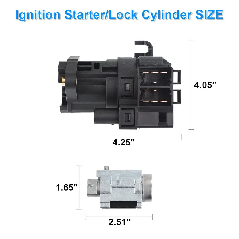 WMPHE Ignition Switch Lock Cylinder with 2 Keys Compatible with