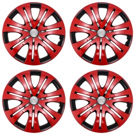 AuMoHall Bright Red Hubcap Wheel Cover Replacement Kit 16" Hub Caps Wheel Rim Cover Car Exterior Accessories Pack of 4, 16 Inches