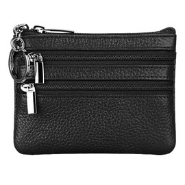 YueJieSelected Ladies Genuine Leather Wallet with Key Ring, black, Modern