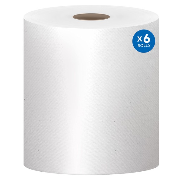 Scott® Essential Universal High-Capacity Hard Roll Towels (01005), with Absorbency Pockets™, 1.5" Core, White, (1,000'/Roll, 6 Rolls/Case, 6,000'/Case)