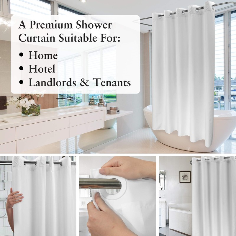River Dream Fabric Shower Curtain No Hooks Needed - TPU