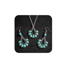 Artmiss Boho Turquoise Necklace Dangle Earrings Set Western Pendant Necklace Vintage Dangle Earrings Statement Jewelry for Women