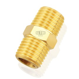 All Tool Depot Brass HEX Nipple 3/8" Male NPT MNPT Fuel/AIR/Water/Oil/Gas WOG (1 Pack)