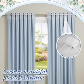 Suncalla 1 Roll of 10.9 Yards Translucent Pleated Curtain Rod Tape, White Nylon Pleating Sewing Tape, for Hooks Used to Make Home Decor Items, Curtain Accessory for DIY Lover (3.8 Inch Wide)