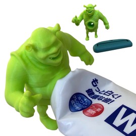Green Monster Pooping Toothpaste Topper Plus Squeezer for Crest & Sensodyne Tubes, Squeezer Funny Gift for Kids Adults & Bathroom Décor, Funny Bathroom Gadget, Hilarious Gag Gift for Friends Family