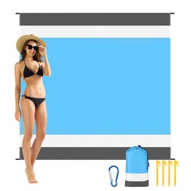AYBUY Beach Blanket, Sand-Free, Outdoor Blanket, Ultralight Picnic Blanket, Waterproof, 210 x 200 cm, Sand Camping Blanket, Tent Underlay, Beach Towel, Beach Mat for Hiking, Camping (Blue + Grey)