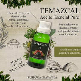 Aceite Esencial Temazcal Aromaterapia, difusor, hierbas, baños, splash, relajación, incienso, masajes, hidratación, meditación, yoga, bienestar, calma, paz, estres, relajante, aroma, frutal, herbal, bosque, naturaleza, esencia,