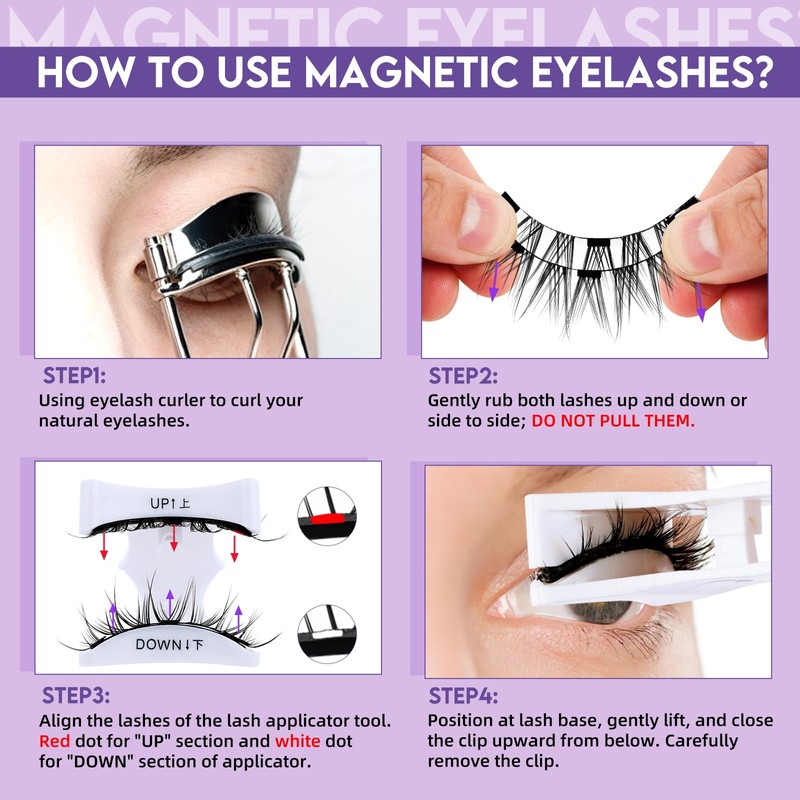 B&Qaugen Reusable Magnetic Lashes Magnetic Eyelashes Natural Look False Eyelashes