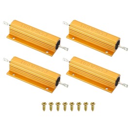 PATIKIL 100W 5 Ohm Aluminum Shell Resistor with Screws, Set of 4 Aluminum Housing Resistor Housing Case Winding Resistor Screw Tap Power Resistor, Gold