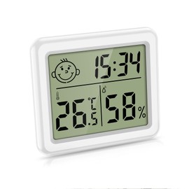 Ankilo (Upgraded) Digital Thermometer Hygrometer with Clock, Indoor Portable Large Screen Multifunctional Thermometer, Hygrometer, Alarm Clock Digital with Temperature, Room Climate Indicator for