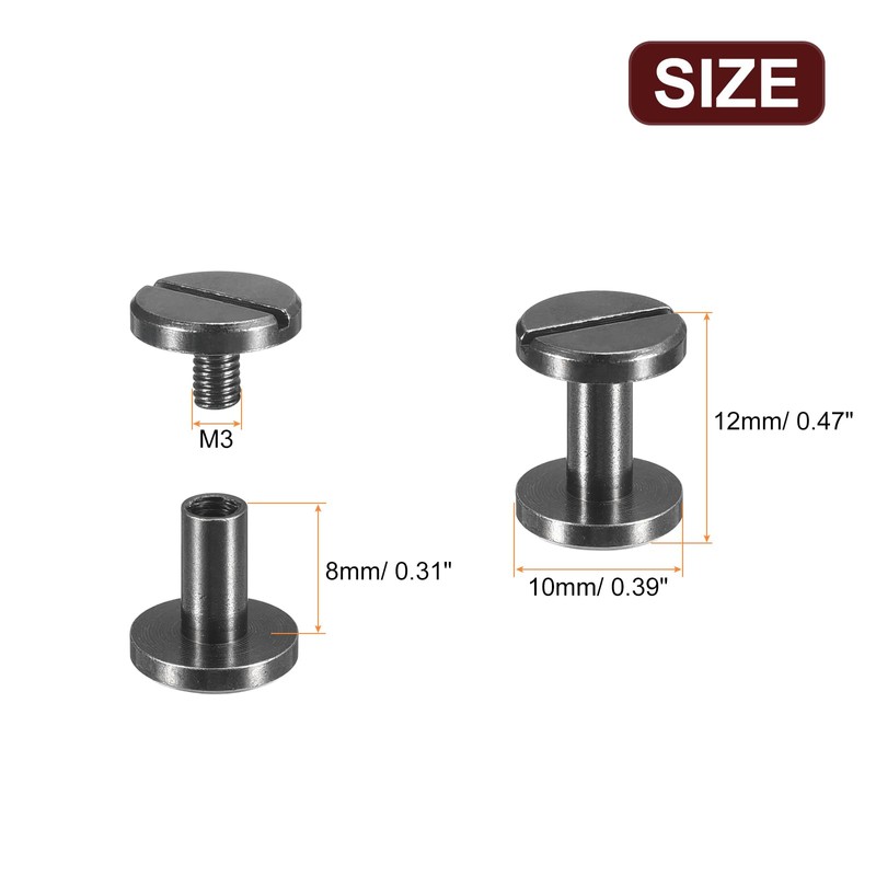 sourcing map 30Pack Brass Chicago Screws, 8x10mm Flat Head Screw
