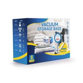 Simple Deluxe 8 Jumbo Vacuum Storage Bags with Hand Pump for Comforters and Clothes