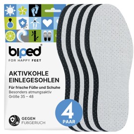 biped 4 Pairs of Activated Carbon Insoles Against Sweat Feet - for Climate Regulation, for Fresh Shoes and Feet - Comfortable Shoe Insoles - Ultralight and Hand Washable z2727(35)