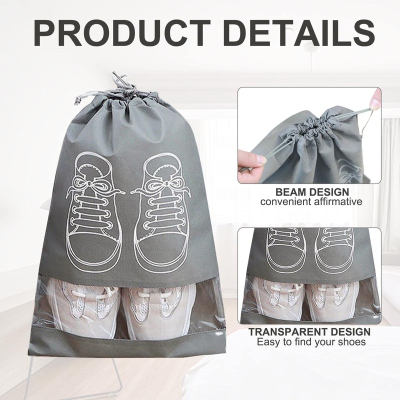 5 Pcs Large Waterproof Shoe Storage Bags with Transparent Window,