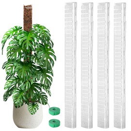 EOX 4 Pcs 48 Inch Plastic Moss Pole for Monstera, Large D Shaped Poles for Climbing Plants Work with Sphagnum Moss, 186 Inch Plant Stake Set of 4, Garden Ties