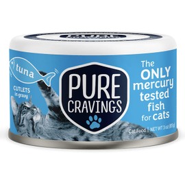 Pure Cravings Wet Cat Food Canned Tuna Cutlets in Gravy, 100% Mercury-Tested, Moist Can Fish for Cats, Grain-Free, Protein, Non-GMO, Pack of 12