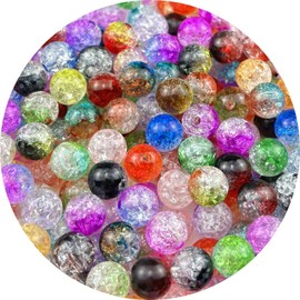 Jmassyang 100 Pieces 12mm Acrylic Crackle Beads Crystal Round Plastic Spacer Bead for DIY Decoration Necklaces Bracelets Earrings Jewelry Making(Multicolor)