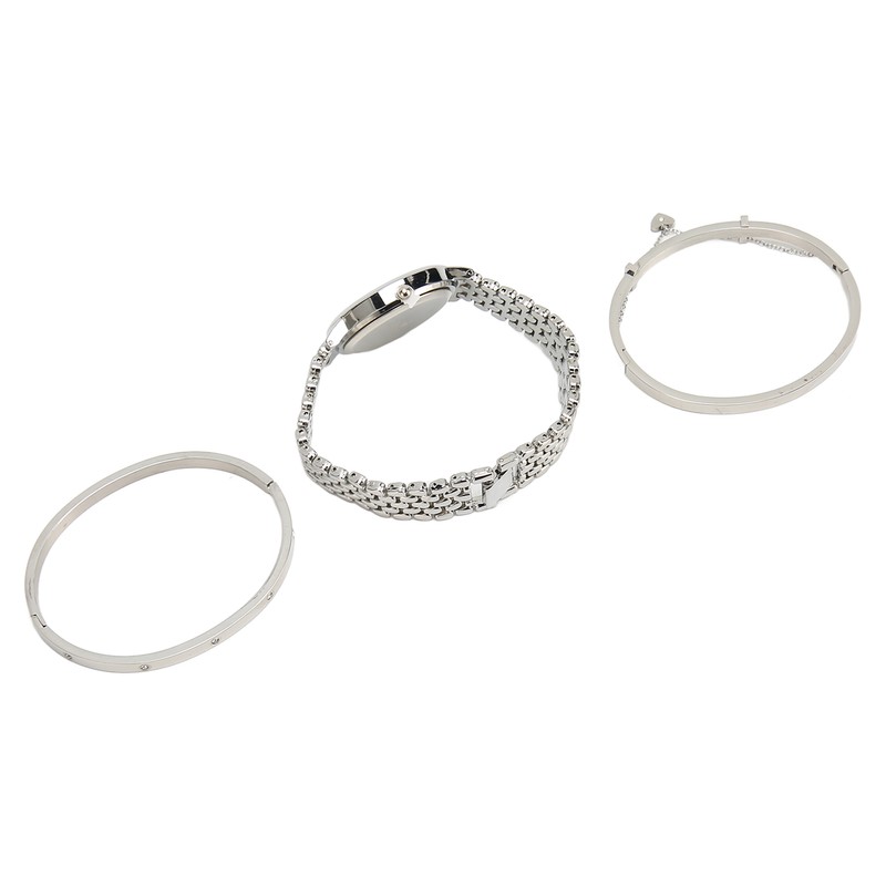 3pcs Women Watch Rhinestone Bracelet Set Accurate Time Stylish Waterproof