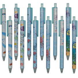 Maydahui 42 PCS Blue Sea Animal Gel Pens Cute Kawaii Pen Retractable Printing Pens Fish Octopus Dolphin Shark Turtle Crab Style Black Ink for School Party Students