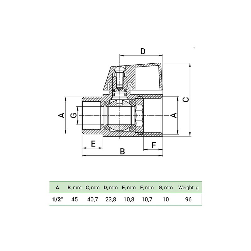 zencQ Mini Valve Ball Valve 1/2 Inch MF