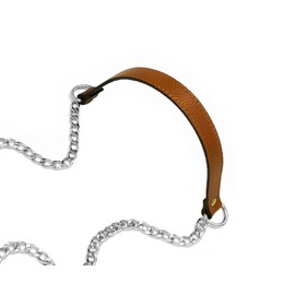 VanEnjoy Replacement Chain & Genuine Leather Shoulder Strap (Brown-Silver Metal)
