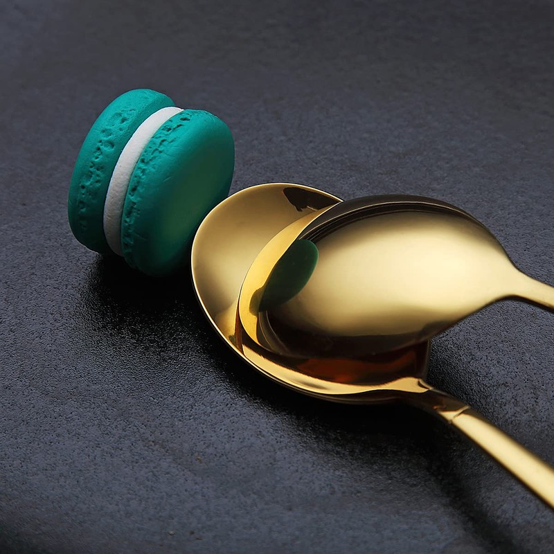 Golden Dinner Spoons 6 Pieces, Kyraton 19cm Stainless Steel Titanium