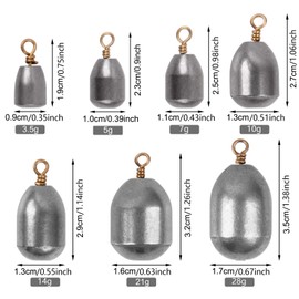 Fishing Weights Sinkers Eco-Friendly Iron Drop Weight 3.5g/5g/7g/10g/14g/21g/28g,20pcs/Box (28G(1OZ)-20PCS)