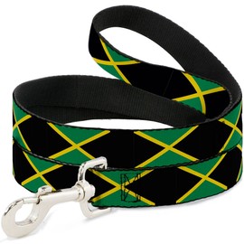 Dog Leash Jamaica Flags 6 Feet Long 1.0 Inch Wide
