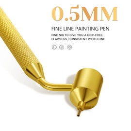 Gersoniel 2 Pieces 0.5mm Detailing Fine Painting Pen Gold Fluid Writer Touch up Paint Applicator Pen Precision Paint Pen for Rock Chips and Scratch Repair Tip Brass Construction