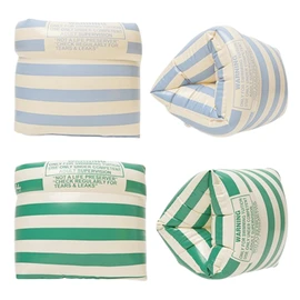 Arm Floaties for Kids and Adults - Vintage Striped Pool Arm Floats Arm Bands Inflatable Swim Floaties PVC Arm Floaty for Kids 3-5-6-12 Years (Blue Stripe+Green Stripe)