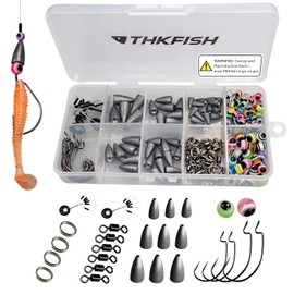 THKFISH Piombi da Pesca Accessori Pesca Texas Rig,Carolina Rig,Ami da pesca,Bobber Stopper,perline pesca,Anelli di pesca,Girelle da Pesca 219pezzi