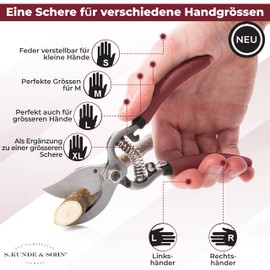 S. Kunde & Sohn Germany The lightest forged secateurs SKS6 Tradition + 1 spare blade free - ergonomic design - bypass - rose vine shears - diameter 20 mm - fully coated, rust-proof