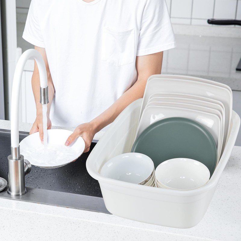 Kiddream 14 Quart Plastic Dish Pan, 4 Pack Wash Basin
