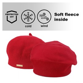Braxton Red Beret - Warm Lined Wool Angora Knit Berets - French Paris Hat for Women
