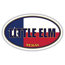 Little Elm City Texas State Flag | TX Flag Denton County Oval State Colors Bumper Sticker Car Decal 3x5 inches