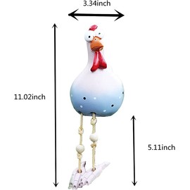 OWOAOOwl Ceramic chicken garden decoration, handmade garden statue, decorative hen garden stake, garden decoration, chicken decoration, garden figure, garden decoration, resin statue, farm, balcony,