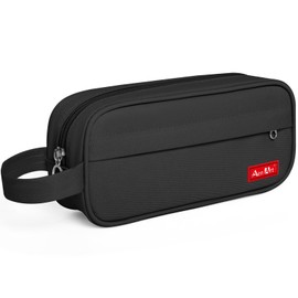 Aen Art Pencil Case, Large Capacity Pencil Pouch, Zipper Pencil Box with Easy Grip Handle & Loop for School Teen Girl Boy Men Women (Black)