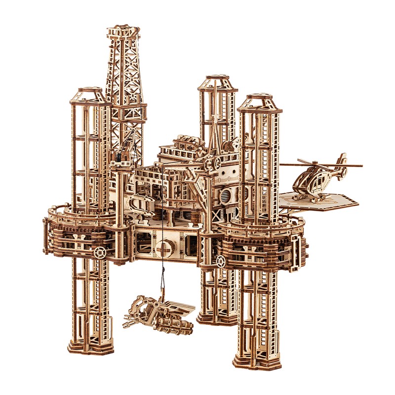 Wood Trick Offshore Rig Platform Wooden 3d Mechanical Model Kit