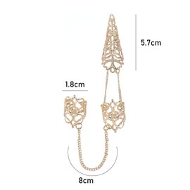 Vctitil 2Pcs Antique Finger Nail Tip Claw Rings, Women Costume Fingertip Claw Nail Rings Gothic Hollow Long Nails, Cosplay Belly Dance Accessories
