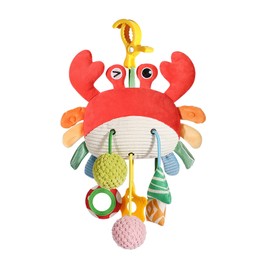 Baby Car Seat Toys 0-6 Months - Crib & Stroller Hanging Crab Attachment with Clip, Rattles and Teether, Travel Comfort Toy for Newborn Infant Gifts