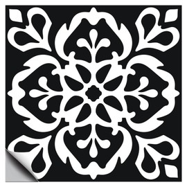 CHGCRAFT 36 Pcs Black Gothic Pattern Peel and Stick Wallpaper Self Adhesive Wallpaper Tile Stickers Used for Kitchen Bathroom Bedroom Wall Fireplace Floor Decoration 3.9x3.9 Inch